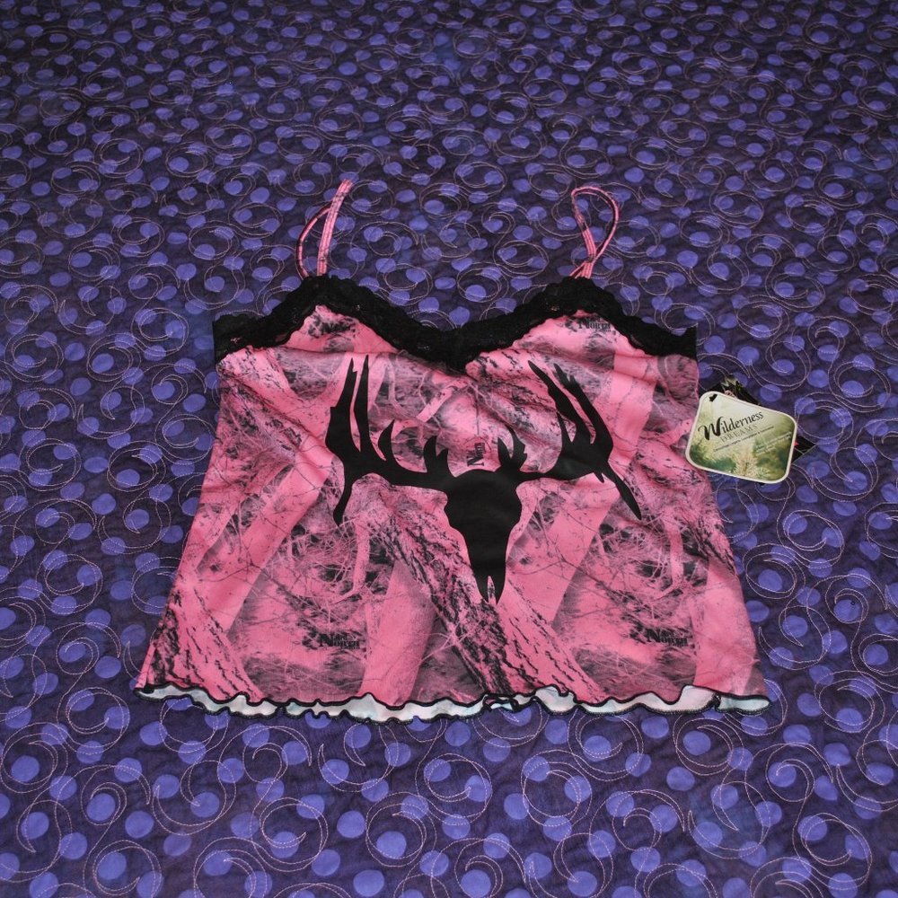 Pink Camo Skull Cami NWT